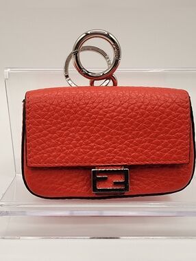 Fendi Poppy Pebbled Nano Baguette